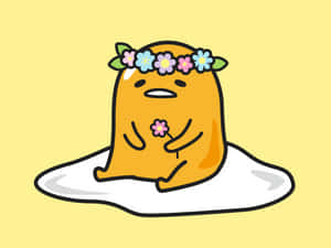 Big Gudetama With Flower Crown Wallpaper