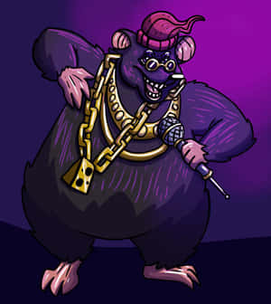 Biggie Cheese Rapping Character Illustration Wallpaper
