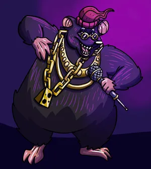 Biggie Cheese Rapping Character Illustration Wallpaper