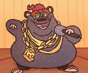 Biggie Cheese Rapping Illustration Wallpaper