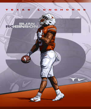 Bijan Robinson Texas Longhorns Illustration Wallpaper