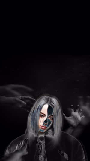 Billie Eilish Sad Expression Artwork Wallpaper