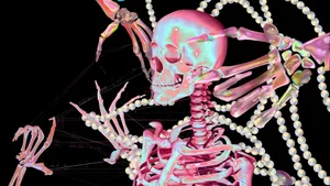 Bimbo Aesthetic Neon Skeleton Wallpaper