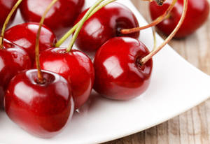 Bing Cherries On A Plate Wallpaper