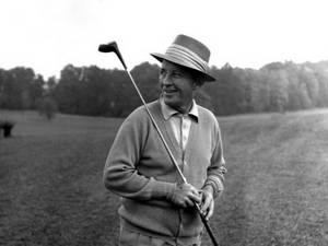 Bing Crosby Holding A Golf Stick Wallpaper