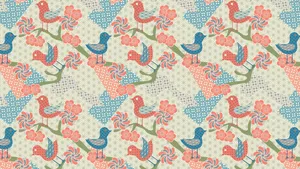 Bird Illustration With Different Color Pattern Wallpaper