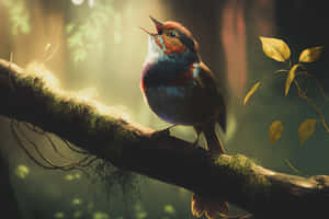 Birds Chirping In A Serene Forest Wallpaper