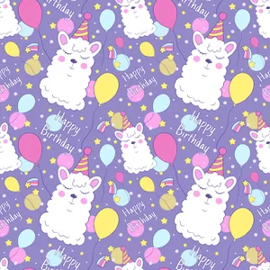 Birthday Alpaca Pattern Wallpaper