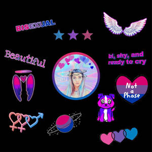 Bisexual Aesthetic Wings And Hearts Wallpaper
