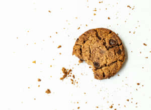 Bitten Chocolate Chip Cookie White Background.jpg Wallpaper