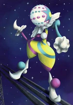 Blacephalon Balancing On Electric Wires Wallpaper