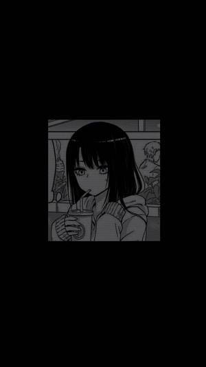 Black Aesthetic Anime Miko Yotsuya Drinking Wallpaper