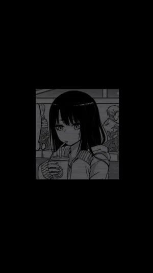 Black Aesthetic Anime Miko Yotsuya Drinking Wallpaper