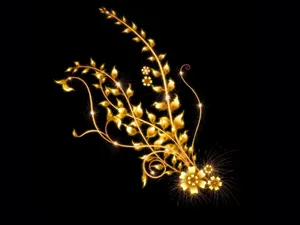 Black And Gold Floral Illustration Wallpaper