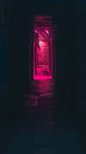 Black And Pink Iphone Dark Hallway Wallpaper