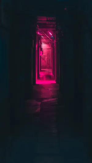 Black And Pink Iphone Dark Hallway Wallpaper
