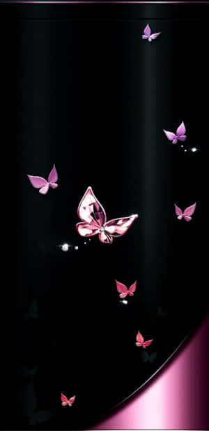 Black And Pink Iphone Glowing Butterflies Wallpaper