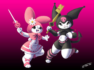 Black And Pink Melody And Kuromi Wallpaper