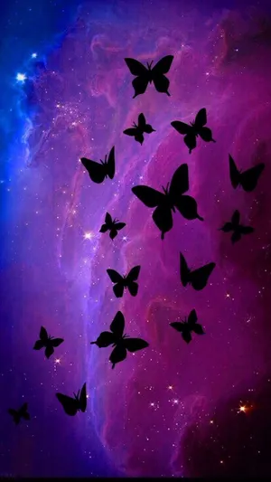 Black And Purple Aesthetic Butterflies Wallpaper