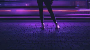 Black And Purple Aesthetic Walkway Wallpaper