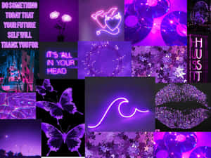 Black And Purple Collage Desktop Wallpaper