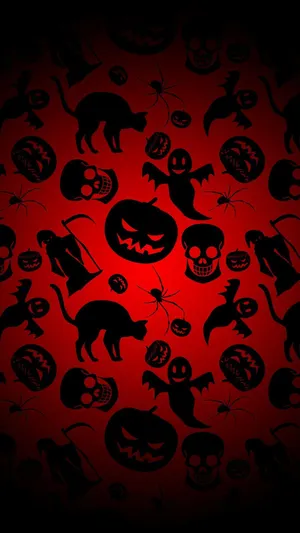 Black And Red Halloween Icons Wallpaper