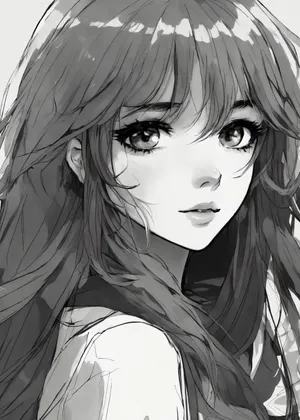 Black And White Anime Girl Wallpaper