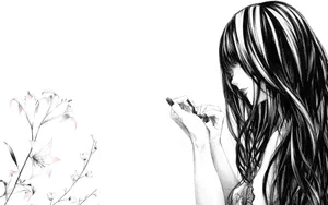 Black And White Anime Girl Wallpaper