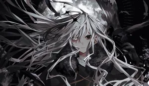 Black And White Anime Girl Wallpaper