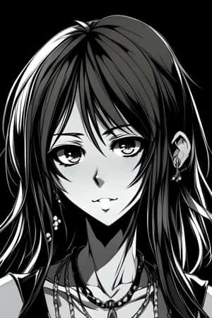 Black And White Anime Girl Portrait Wallpaper