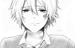 Black And White Anime Pfp Of A Bruised Boy Wallpaper