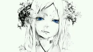 Black And White Anime Pfp Of A Girl Breathing Wallpaper