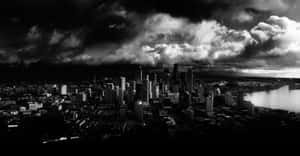 Black And White City Skyline Wallpaper