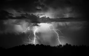 Black And White Cloud Lightning Strike Wallpaper