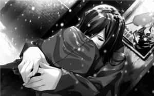 Black And White Cool Sad Anime Girl Wallpaper