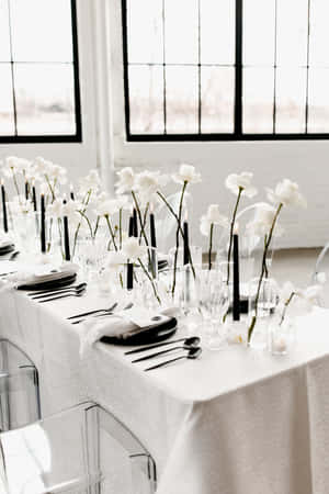 Black And White Elegance: A Beautiful And Timeless Wedding Moment Wallpaper