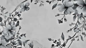 Black And White Floral Frame Wallpaper