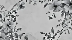 Black And White Floral Frame Wallpaper