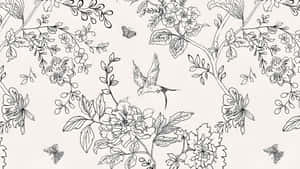 Black And White Floral Pattern Wallpaper