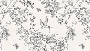 Black And White Floral Pattern Wallpaper