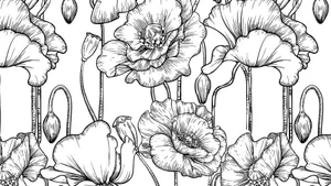 Black And White Floral Pattern Wallpaper