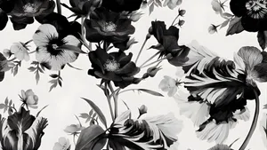 Black And White Floral Pattern Wallpaper