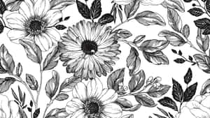 Black And White Floral Pattern Wallpaper
