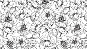 Black And White Floral Pattern Wallpaper