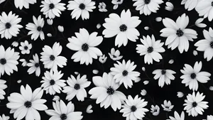 Black And White Floral Pattern Wallpaper