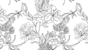Black And White Floral Pattern Wallpaper