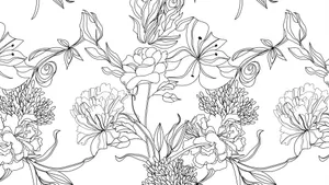 Black And White Floral Pattern Wallpaper