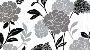Black And White Floral Pattern Wallpaper