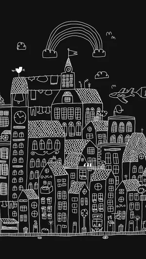 Black And White Iphone Chalk Art Wallpaper