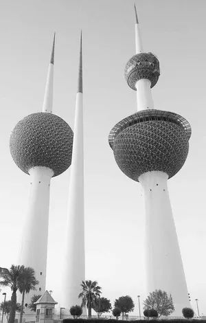 Black And White Kuwait Towers Phone Wallpaper